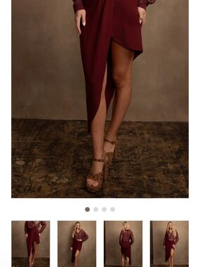 Joyfolie Wine Red Asymmetrical Wrap Skirt